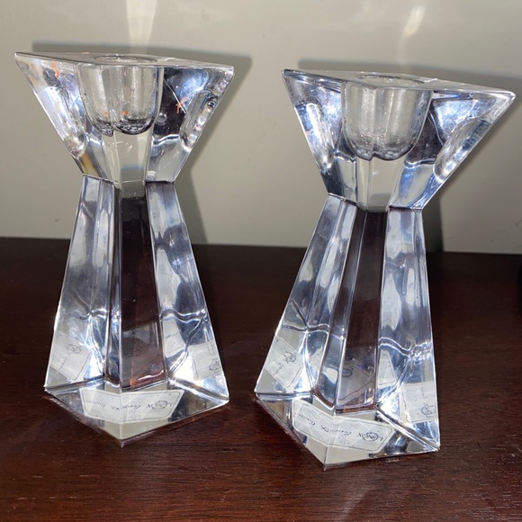 Lenox Pair of 6” Lead Crystal Candlestick Holders made in Slovenia - Picture 3 of 5